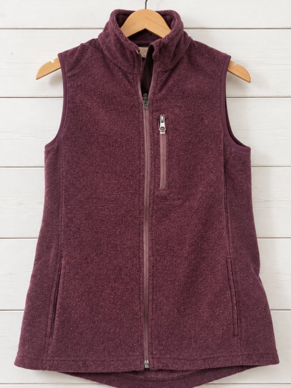 Duluth Trading Plum Purple Fleece Full Zip Vest Womenโs XS